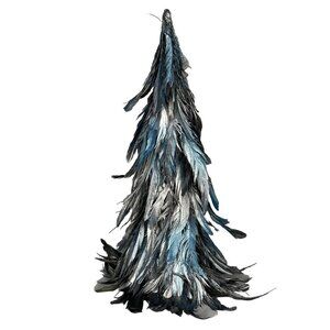 Blue Silver Christmas Feather Tree Robert Stanley 2011 Tabletop Holiday 15.75 In